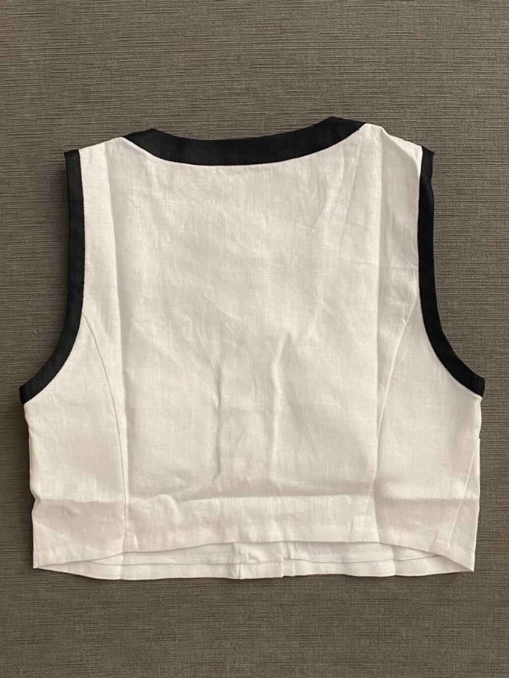NWOT Reformation Roxy Linen Two Piece in White Black Sleeveless Top Skort Size 4 - Picture 7 of 9